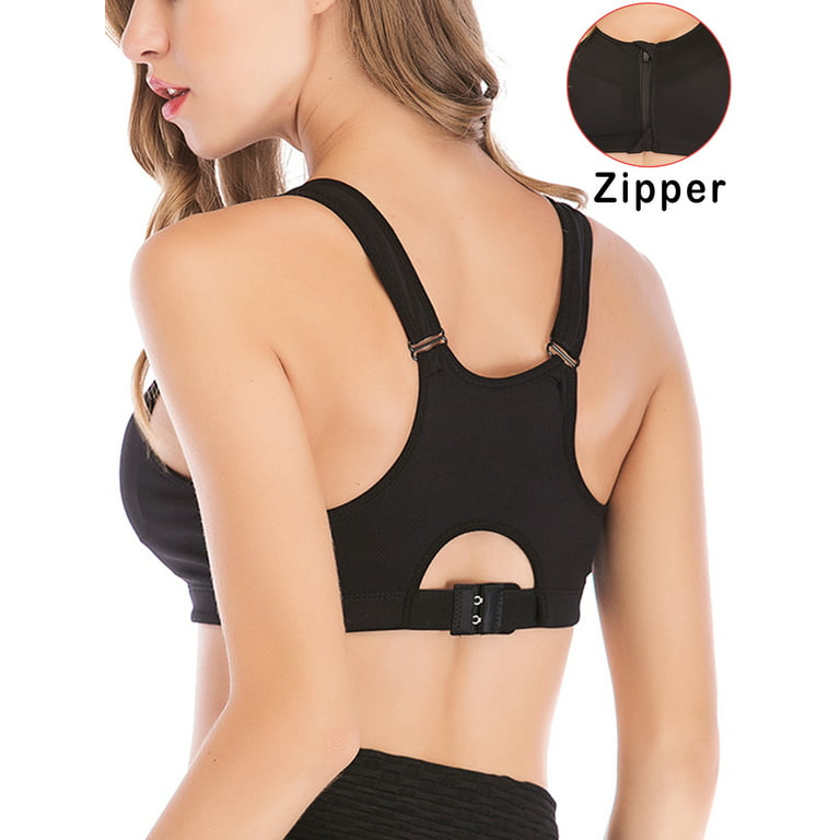  Adjustable Front Zip Sports Bras for Women, Anti