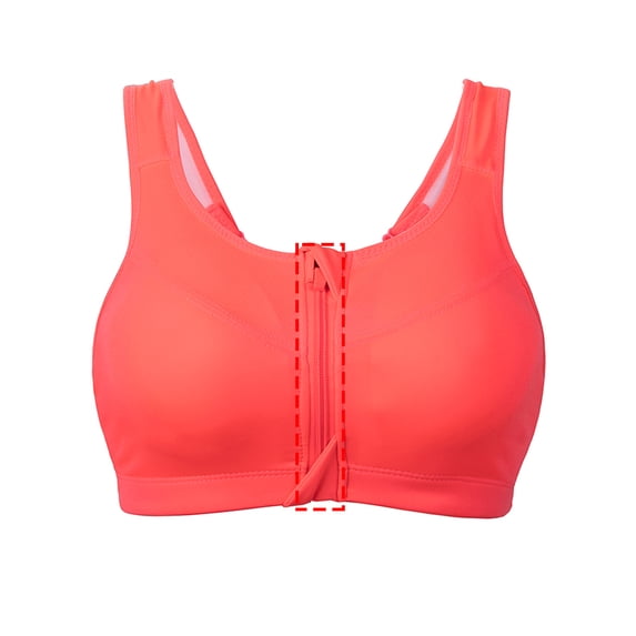 FALEXO Women Seamless Padded Front-close Zipper Sport High Impact Racerback Bra