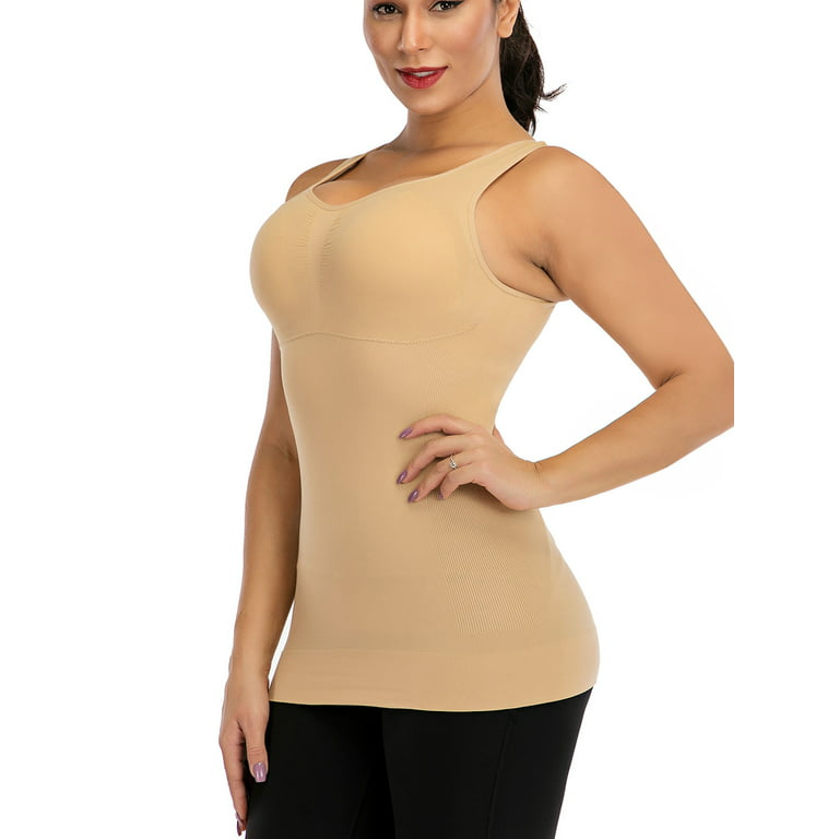 FALEXO Women Tank Top Padded Slimming Tummy Control Compression Camisole  Top Breathable Seamless Shapewear Sport Camisole Shapewear