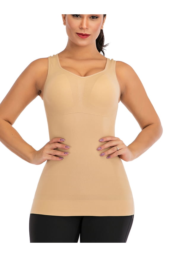 Women's Shapewear Tank Tops Slimming Tummy Control Padded Seamless Compression Body Shaper Top Plus Size
