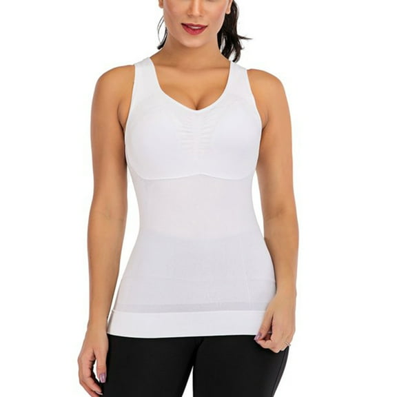 FALEXO Women's Shapewear Tank Tops Slimming Tummy Control Padded Seamless Compression Body Shaper Top Plus Size
