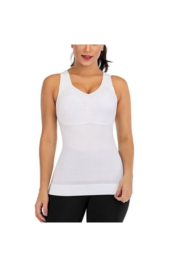 Women's Shapewear Tank Tops Slimming Tummy Control Padded Seamless Compression Body Shaper Top Plus Size