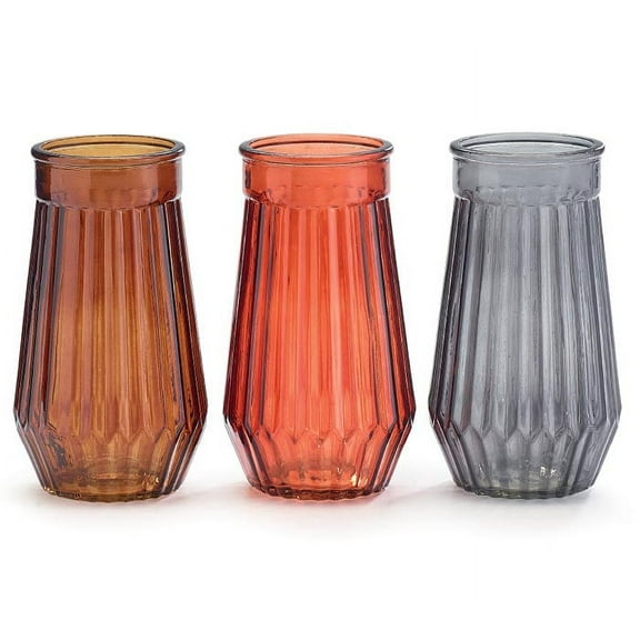 FALL COLORS RIBBED GLASS VASES
