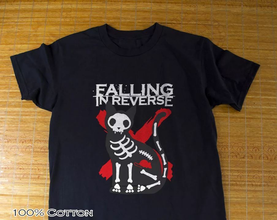FALLING IN REVERSE Cat XRay Rock Band Tshirt, Multi color