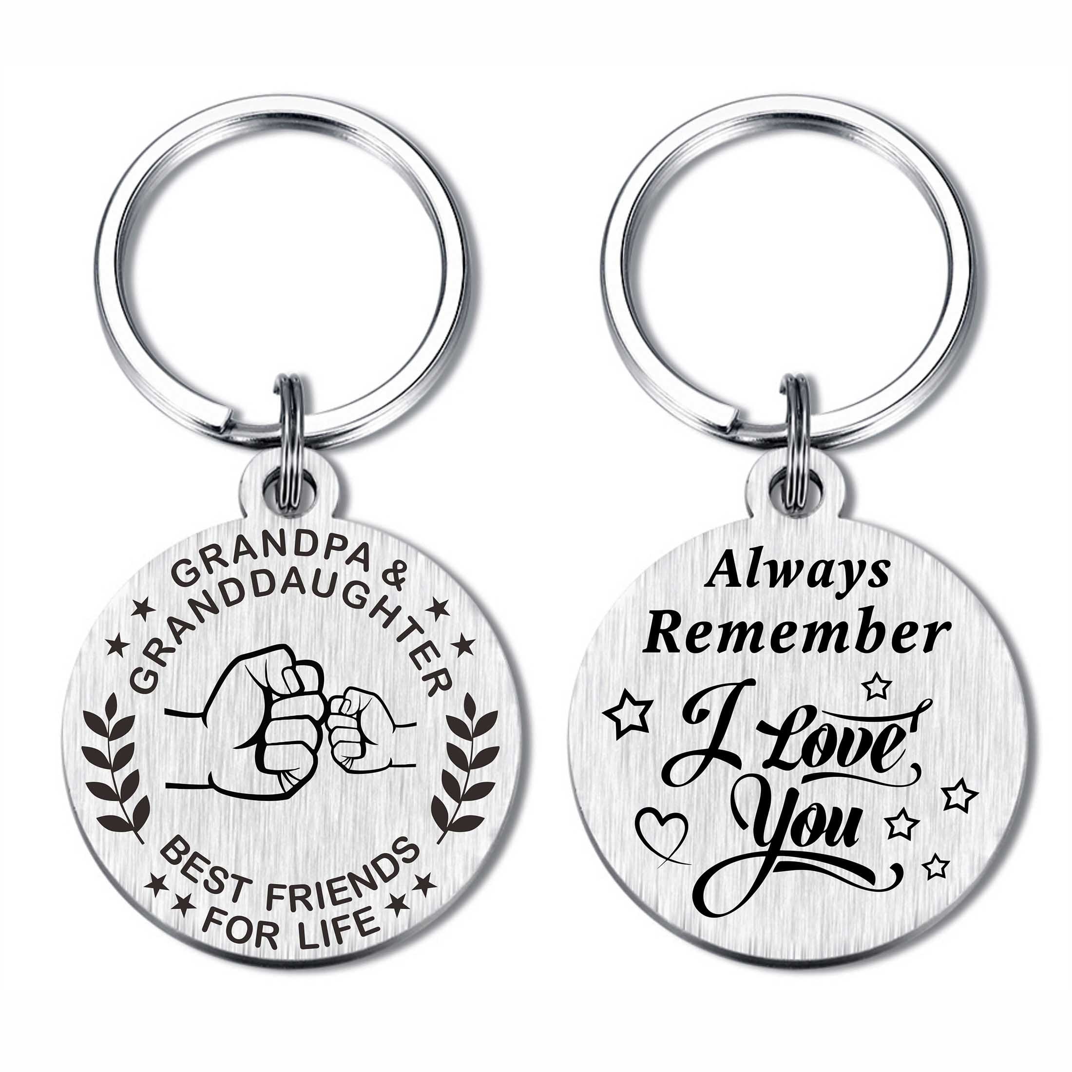 FALOGIJE Grandpa Fathers Day Keychain Gifts from Granddaughter, Grandfather Birthday Presents