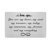 FALOGIJE I Love You Engraved Wallet Card Gifts for Him, Valentines Gifts for Men