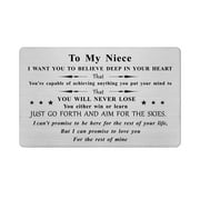 FALOGIJE Engraved Stainless Steel Wallet Card for Niece, Birthday Gift from Aunt or Uncle
