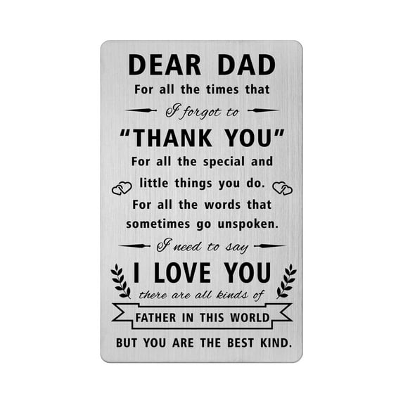 FALOGIJE Thank You Gifts for Dad, I Love You Dad Engraved Wallet Card, Dad Birthday Gift from Daughter Son, Fathers Day Gift