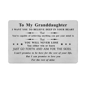 FALOGIJE To My Granddaughter Engraved Wallet Card, Granddaughter Gifts From Grandma, Personalized Granddaughter Birthday Gift, Graduation