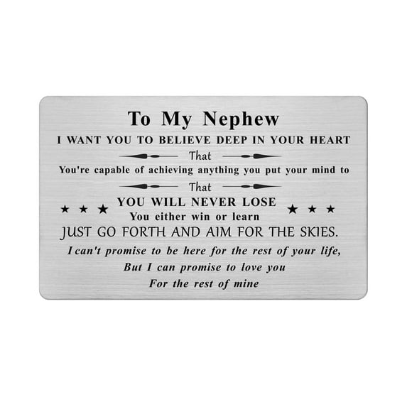 FALOGIJE To My Nephew Birthday Wallet Card, Nephew Gifts from Aunt, Inspirational Graduation Gift for Nephew