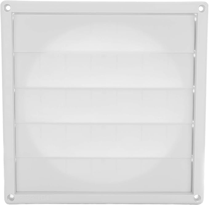 FAMCO Plastic Dryer Vent Cover for Home, Movable Louvers (4 inch, White)