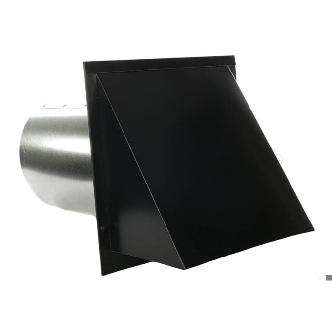 RDP 3" Galvanized Steel Hooded Wall Vent with Screen and Damper (Black)