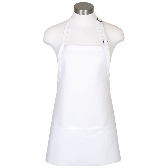 FAME 3 Pocket Bib Apron F10 for Adults - 24" L X 28" W - 65/35 Poly/Cotton Twill - Fits XS-XL - Unisex One Size White