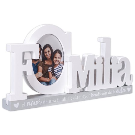 FAMILIA 3-D White Cutout Letters On Gray Platform Base 3 5x4 5 Frame - 3.5x4.5