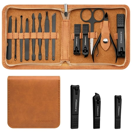 FAMILIFE Manicure Set Nail Clippers Pedicure Kit - 13Pcs Stainless Steel Professional Pedicure Kit Nail Scissors Grooming Kit for Halloween