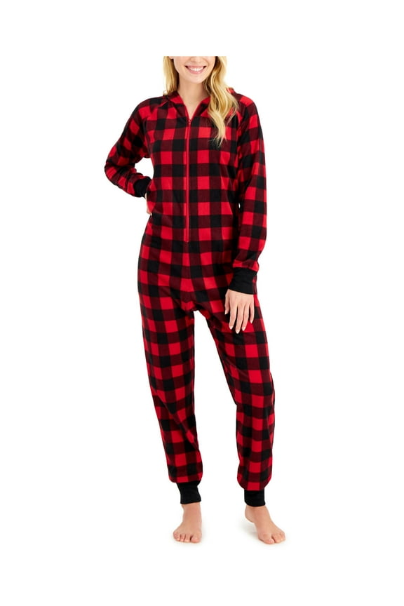 Intimates Red Fleece Plaid Jumper M