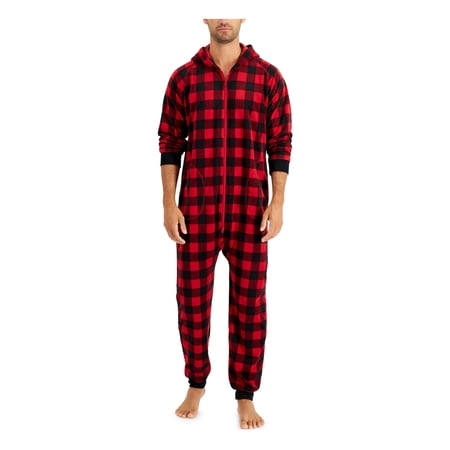 FAMILY PJs Intimates Red Rib-Knit Cuffs Check Holiday Jumper S