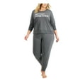 thumbnail image 1 of FAMILY PJs Sets Gray Elastic Band Printed Long Sleeve Crew Neck T-Shirt Cropped Sleepwear  Size 2X, 1 of 1