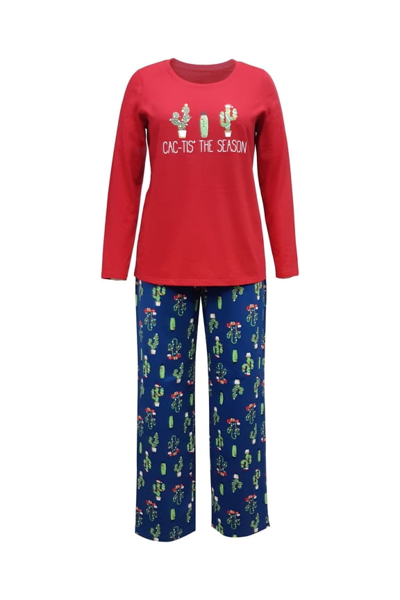 Sets Navy Elastic Band Graphic Long Sleeve Crew Neck T-Shirt Straight leg Holiday Size S