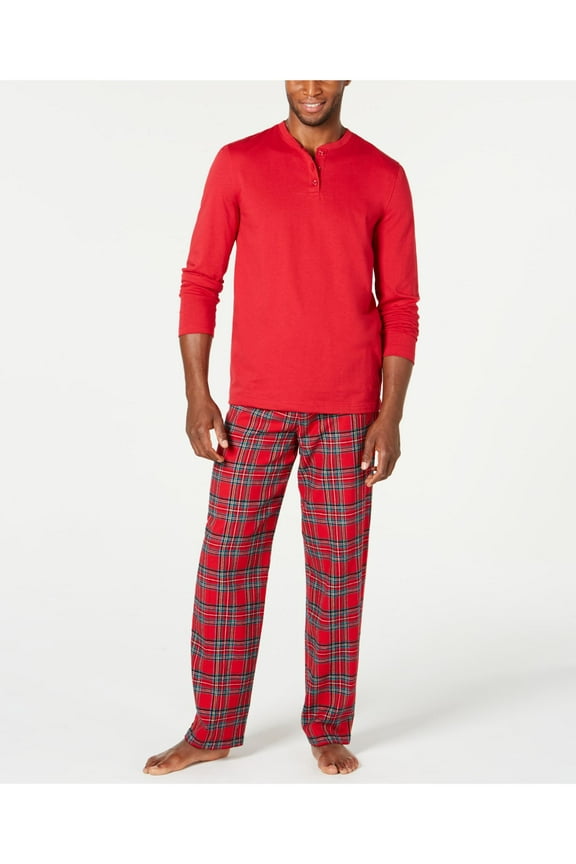 Sets Red Drawstring Solid Long Sleeve Henley Straight leg Everyday Size 2XB