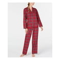 thumbnail image 1 of FAMILY PJs Sets Red Flannel Notched Collar Printed Long Sleeve V Neck Button Up Straight leg Everyday  Size XL, 1 of 4