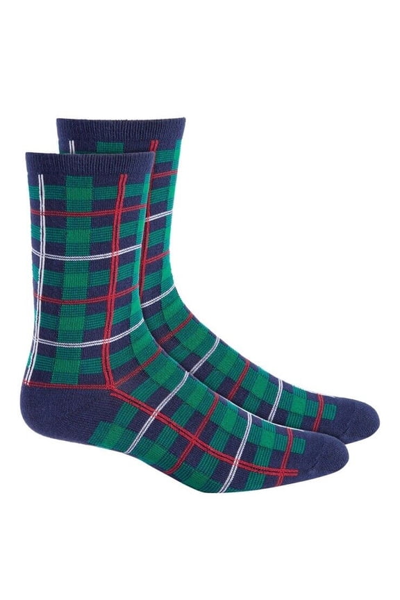 FAMILY Plaid Red Green Socks Women Adult Crew Socks Holiday CHRISTMAS Gift New