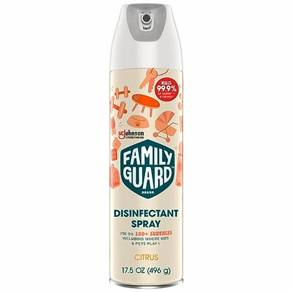 FAMILYGUARD Brand Disinfectant Spray Aerosol, Antibacterial & Sanitizing Spray, Use on 100+ surfaces including where kids & pets play, Citrus Scent, 17.5 oz (Pack of 1) (Pack of 10)