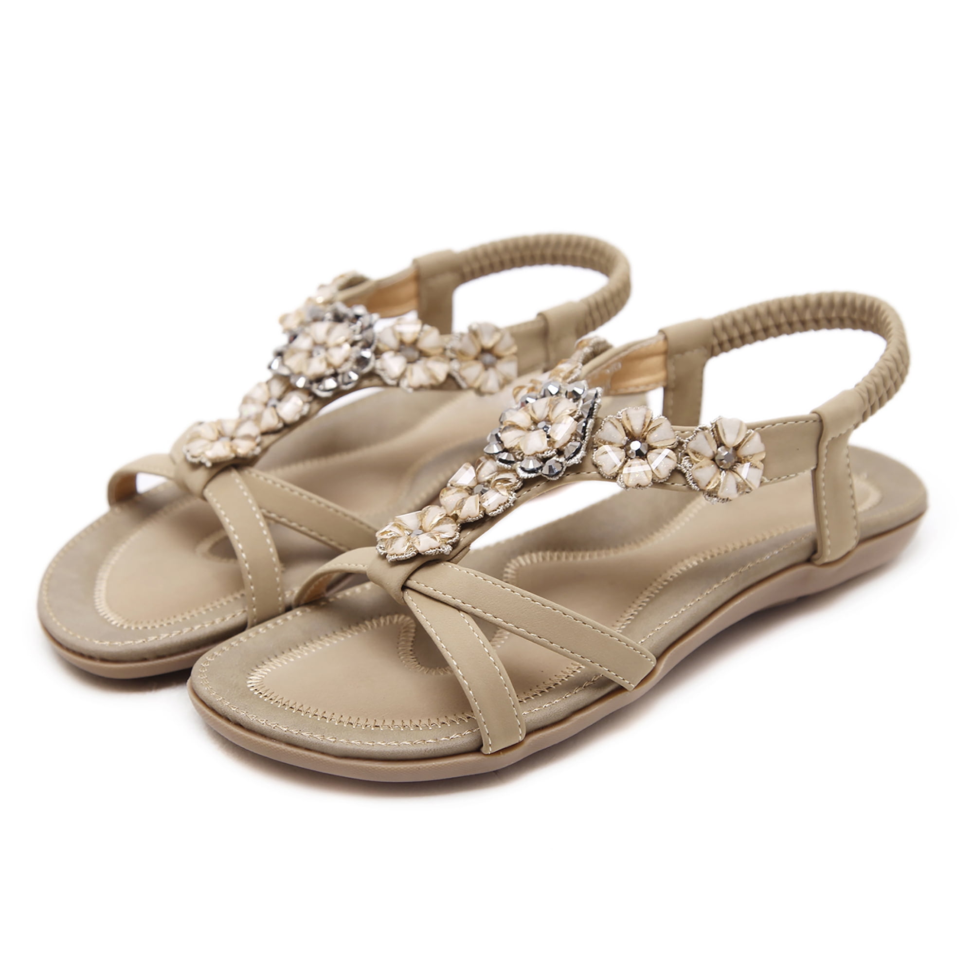 Women’s Flat Boho Sandals with Embellished Strap