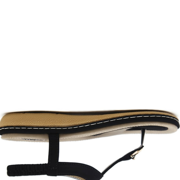 FAMITION Elastic Ankle Strap Flat Sandals for Women Casual Summer Beach Cute Thong Flip Flops Shoes Black 8.5