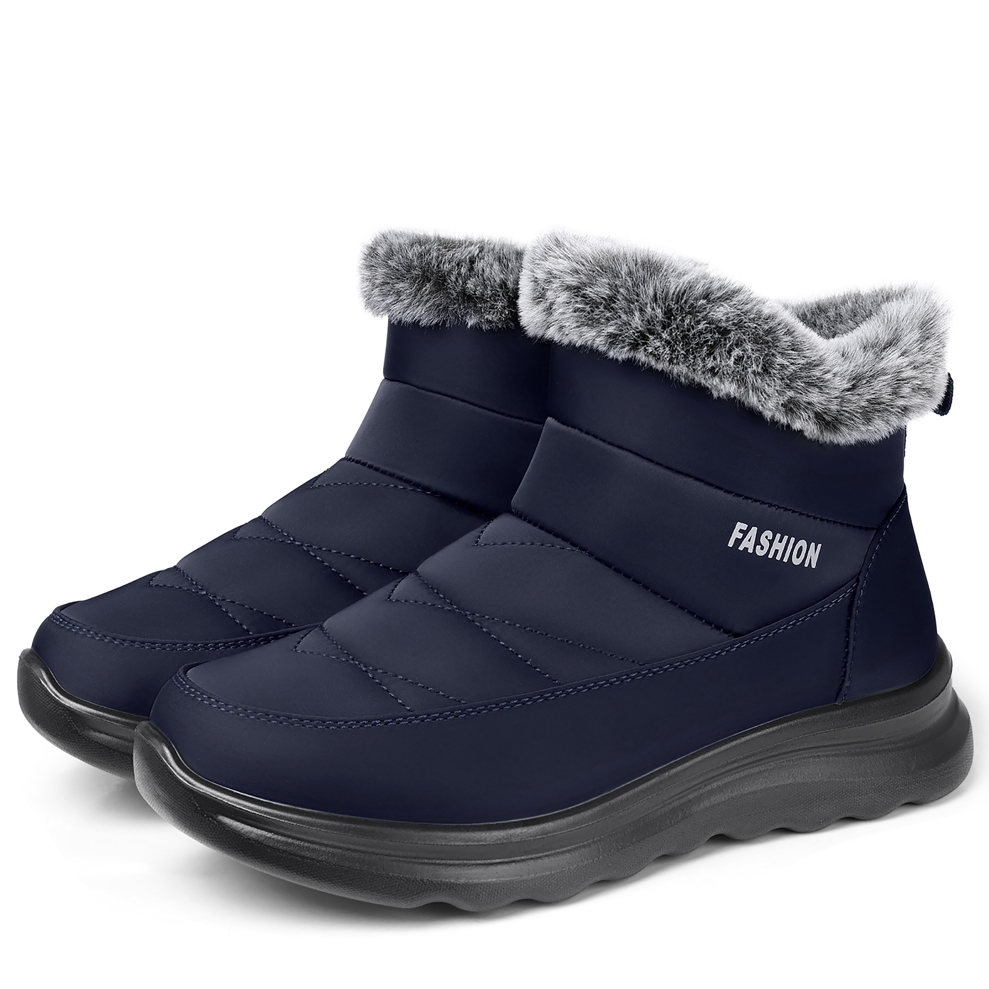 FAMITION Winter Ankle Boots for Women Walking Non Slip Booty Shoes