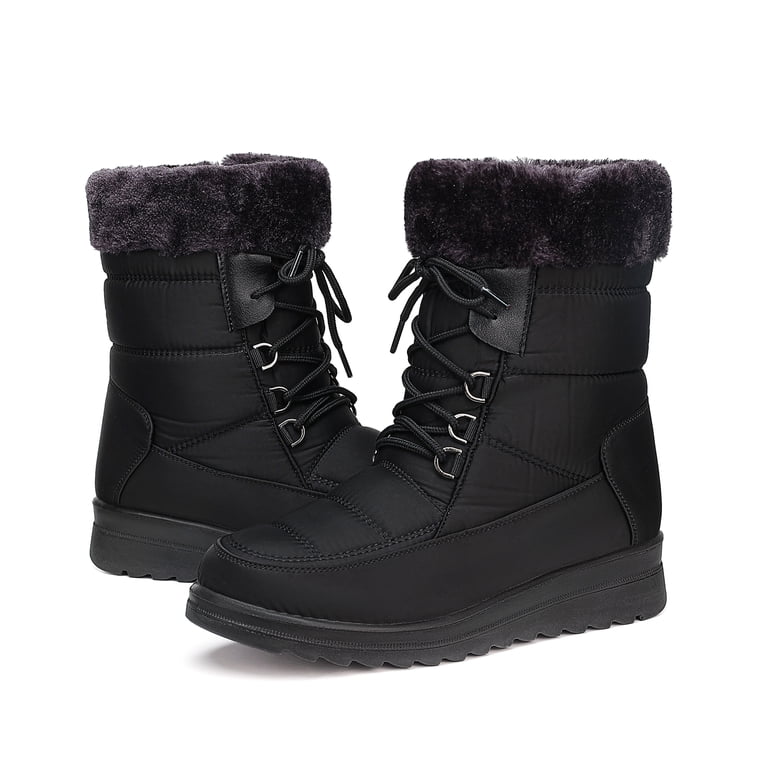 FAMITION Winter Snow Boots for Women Waterproof Warm Faux 