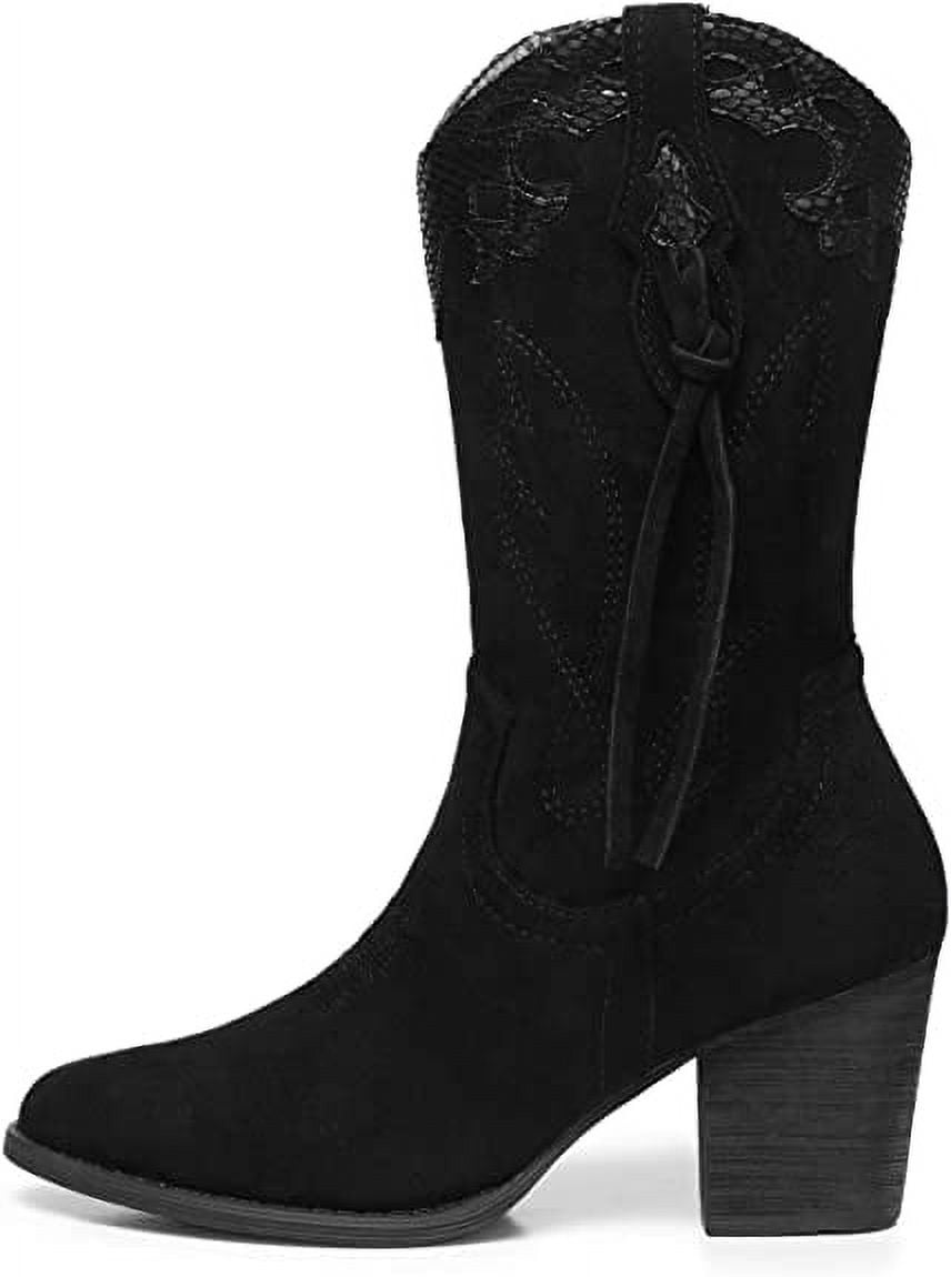 FAMITION Women Cowboy Boots for Women Western Cowgirl Boots with Chunky