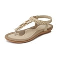 thumbnail image 1 of FAMITION Women Flat Sandals Summer Casual Thong Elastic Ankle Strap Sandal Boho Flip Flops Beach Shoes Apricot, 1 of 4
