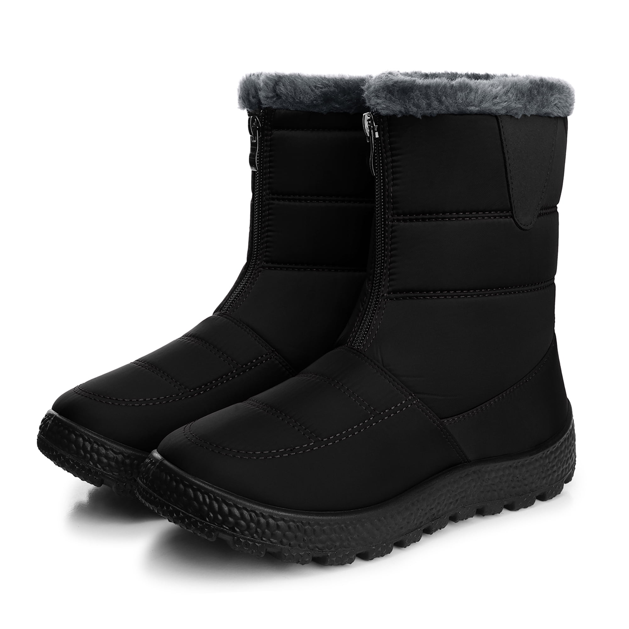 Jakcuz Women's Winter Snow Boots - Zip-Up Fur Lined Ankle Boots, Waterproof Anti-Slip For Outdoor Comfort - View #6