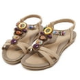 thumbnail image 1 of FAMITION Women's Summer Sandals Bohemia Casual Comfortable Beach Shoes Beaded Ankle Strap Sandal, 1 of 6