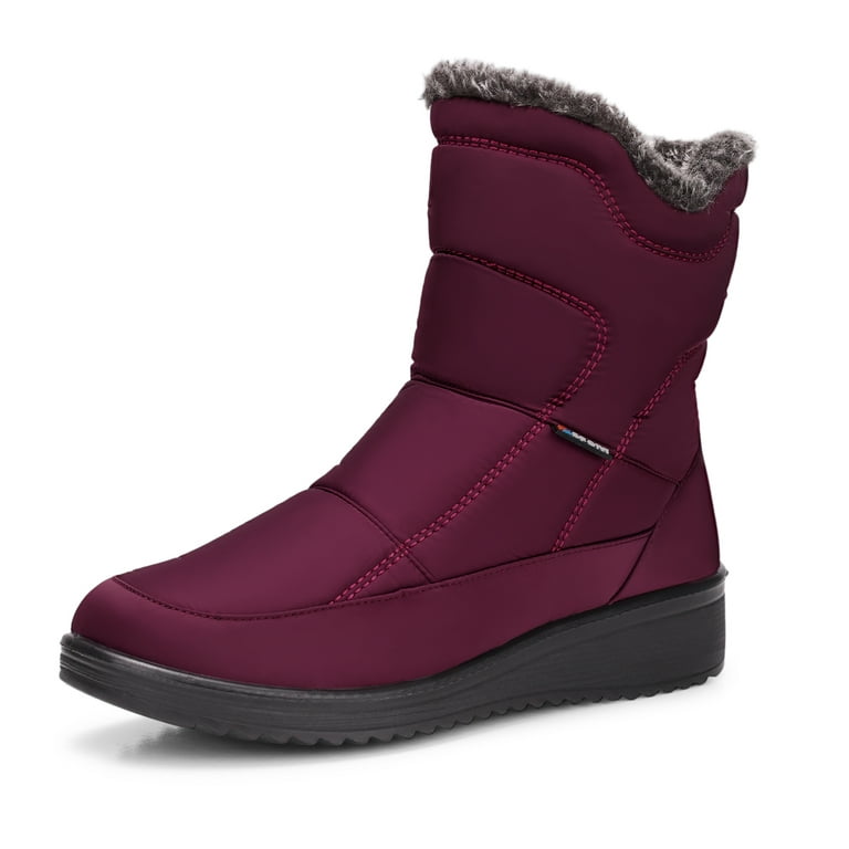 FAMITION Women's Winter Snow Boots, Waterproof, Non-Slip, Mid Calf