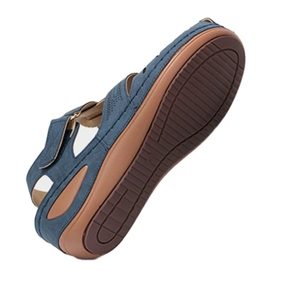 FAMITION Womens Wedge Sandals Soft Hollow Closed Toe Shoes Summer Platform Shoes Sandals