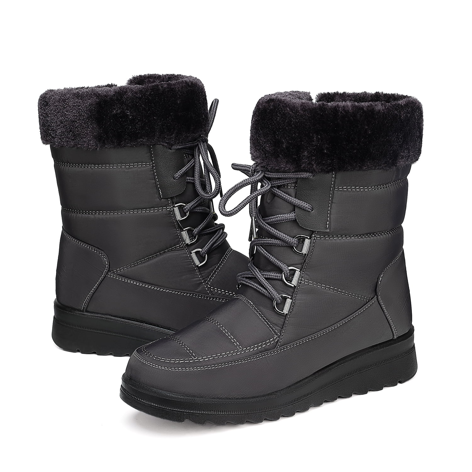 FAMITION Womens Winter Snow Boots Waterproof Mid Calf High Booties Warm