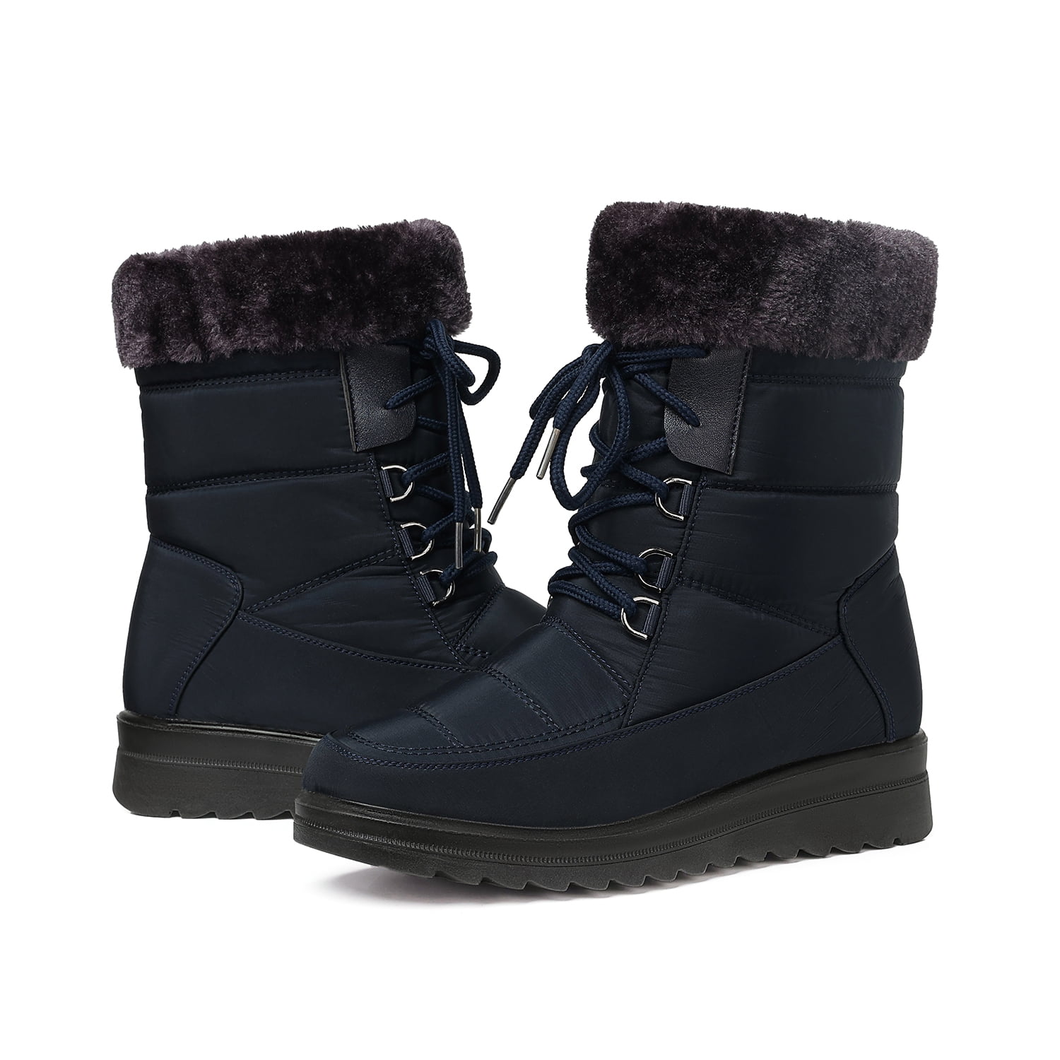 FAMITION Womens Winter Snow Boots Waterproof Mid Calf High Booties Warm