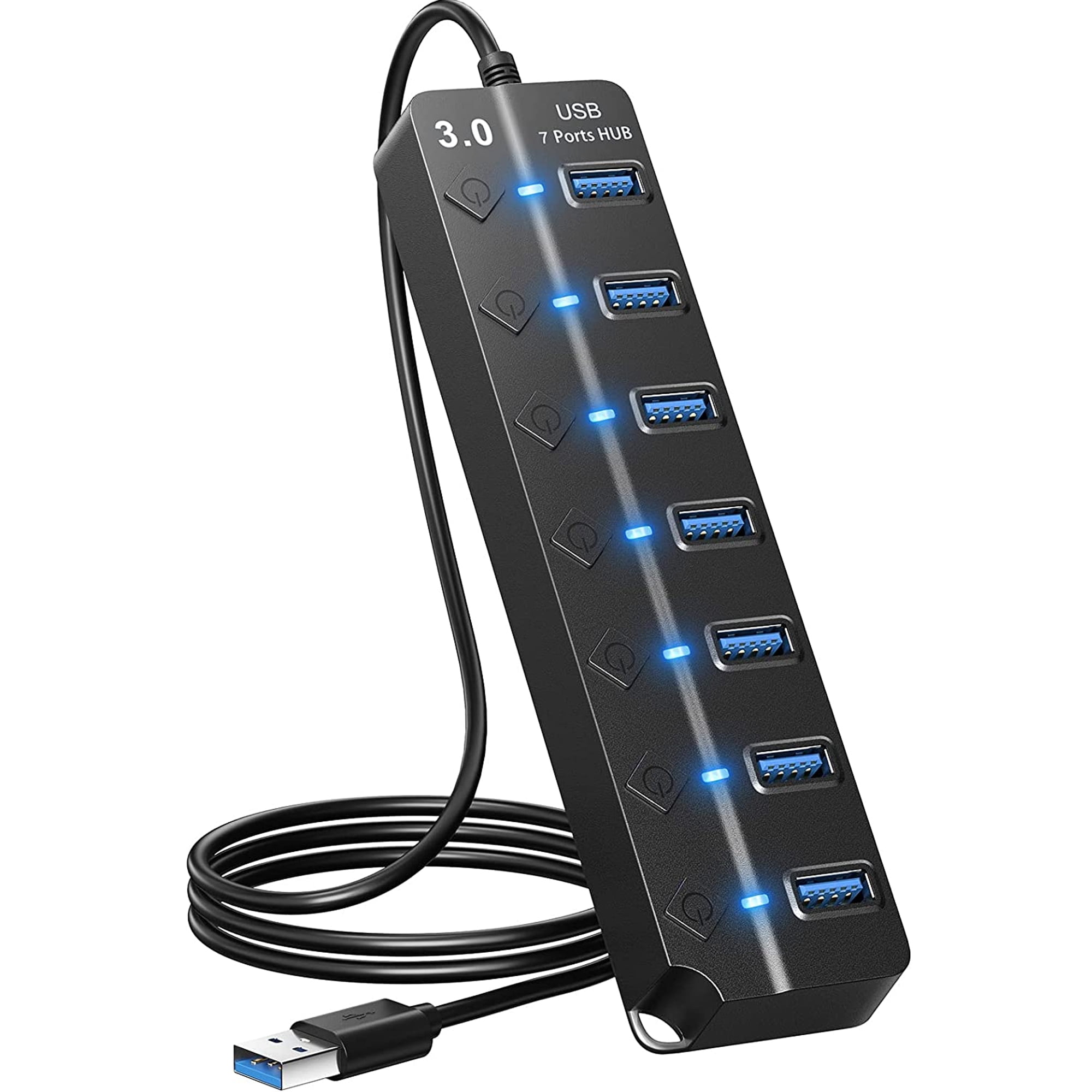 FAMKIT 7 Port Plug USB Charging Hub 3.0 for Desktop Laptop Computer
