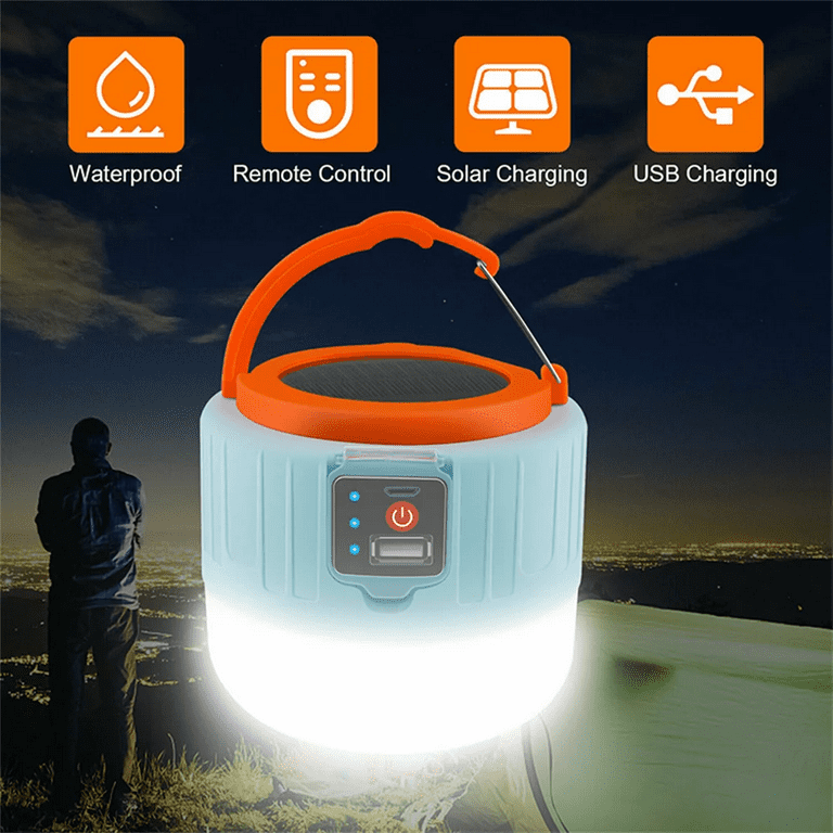 FAMKIT Camping Lantern, USB Rechargeable Outdoor Waterproof Solar Camping Lights for Hurricane Power Outages Home, Men's, Size: 1 Pcs, Orange