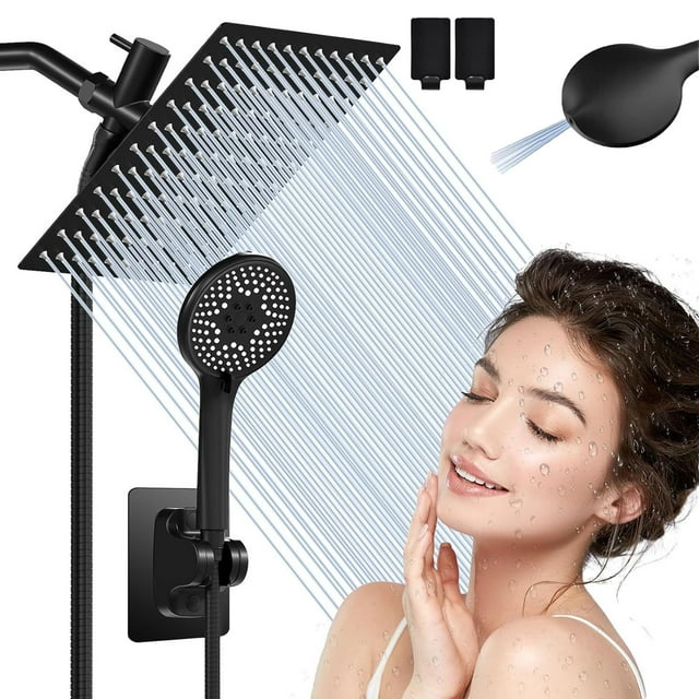 FAMKIT Dual Shower Head Combo, Rainfall Shower Head with Handheld Spray