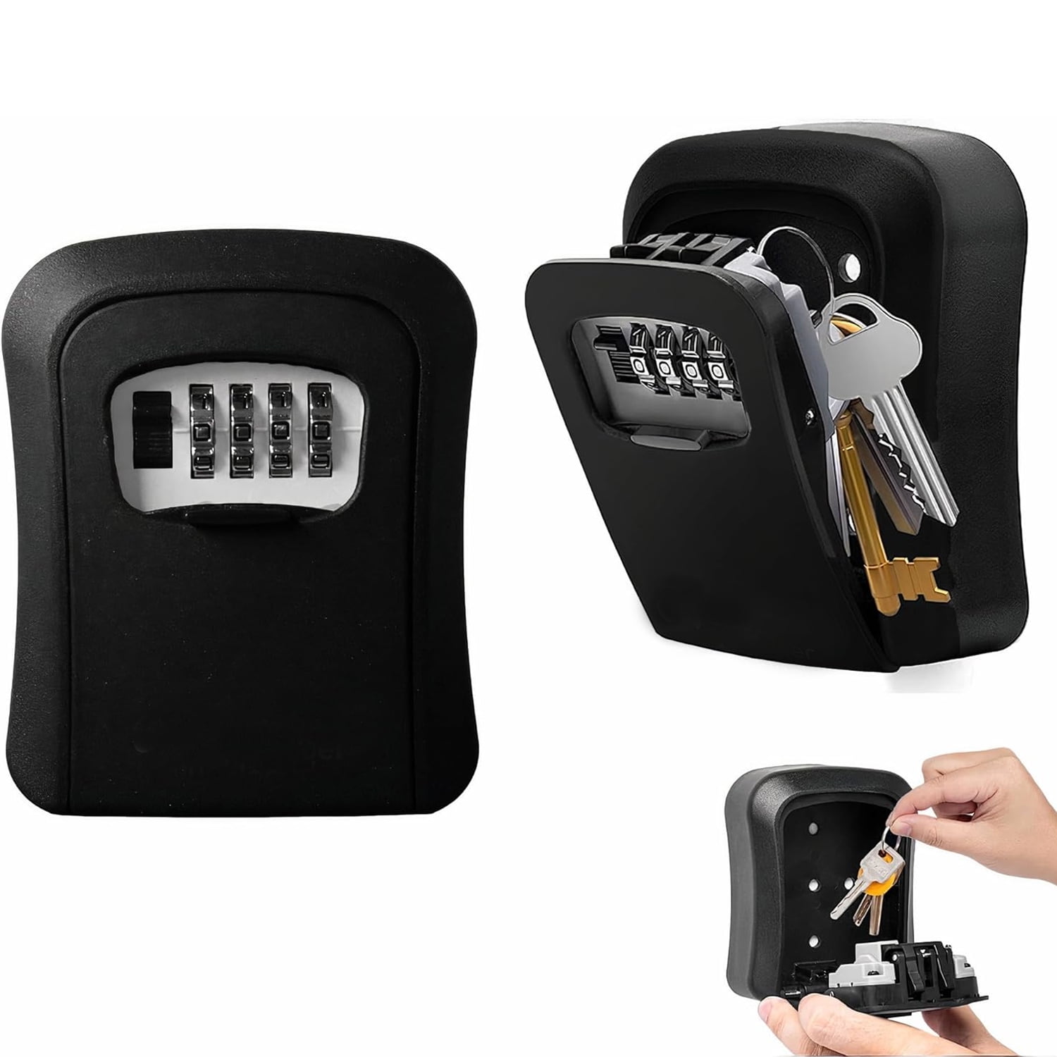 FAMKIT Key Lock Box Wall Mounted, Fayleeko 4 Digit Combination Lockbox
