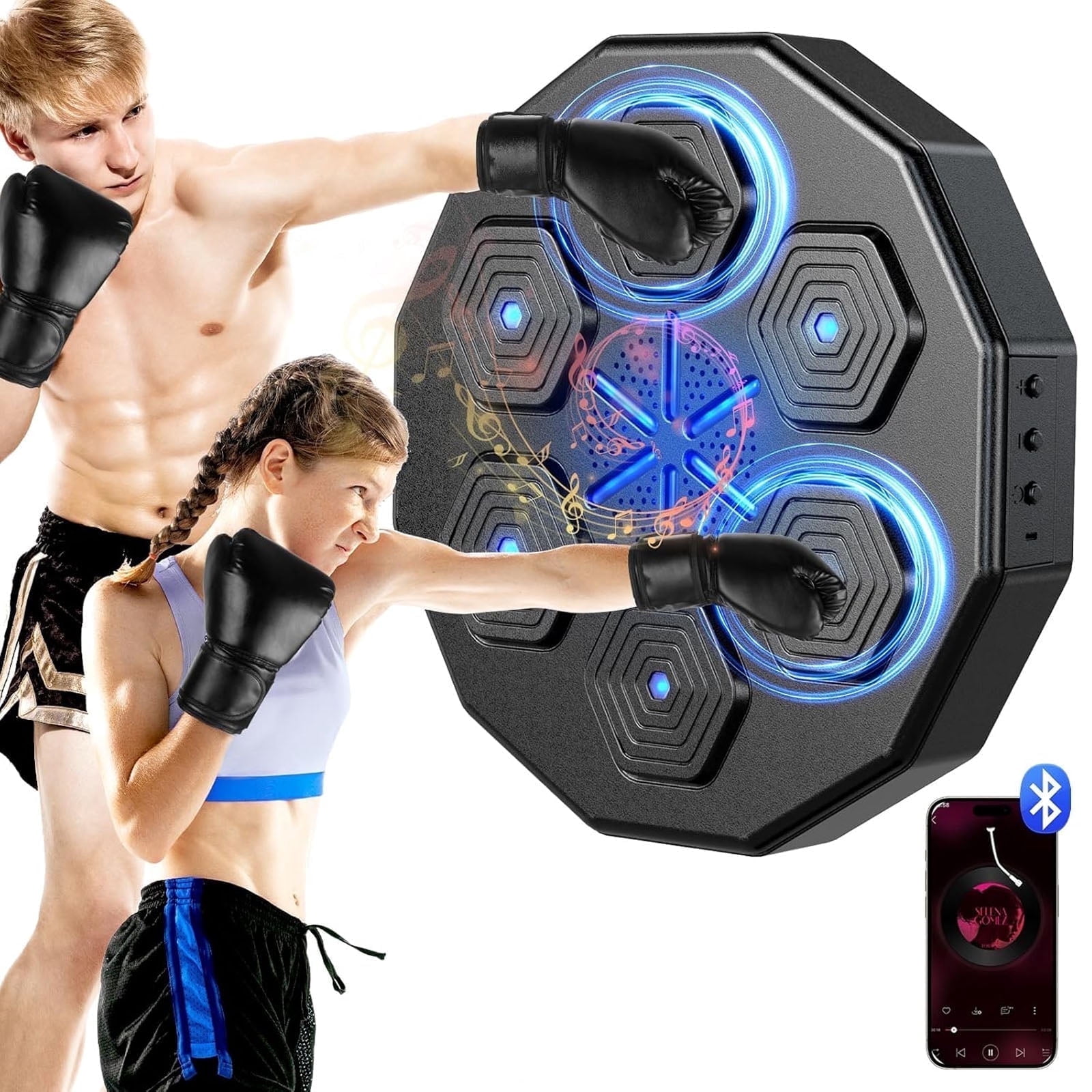 FAMKIT Music Boxing Machine, Smart Bluetooth Music Boxing Training Equipment, Wall-Mounted Boxing Exercise Equipment, Music Boxing Target Workout Punching Machine for Kids and Adults