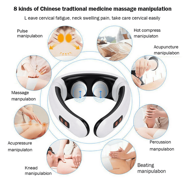 FAMKIT Neck Massager with Heat, Neck Massager for Pain Relief Deep Tissue for Women Men Mom Dad, Size: 6.7 x 7.5 x 2.3, White