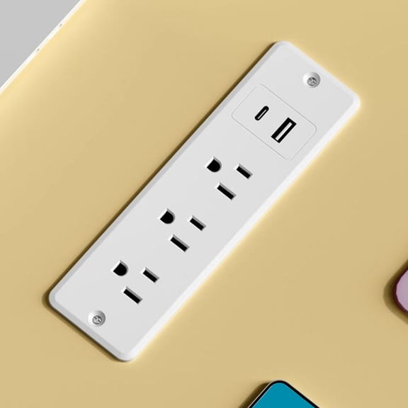 Recessed Power Strip 5 FT Recessed Outlet, Flush Mount Desktop Outlet with 3 Outlets & 1 USB-A Port  & 1 USB-C Port, Furniture Hidden Fast Charging Station for Home, Office, Nightstand, Side Table