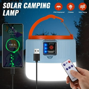 FAMKIT Solar LED Camping Light, LED Tent Light with 3 Light Modes, USB Rechargeable Outdoor Camping Lantern, Solar Camp Lantern for Camping, Fishing, Outages, Charging, Tent