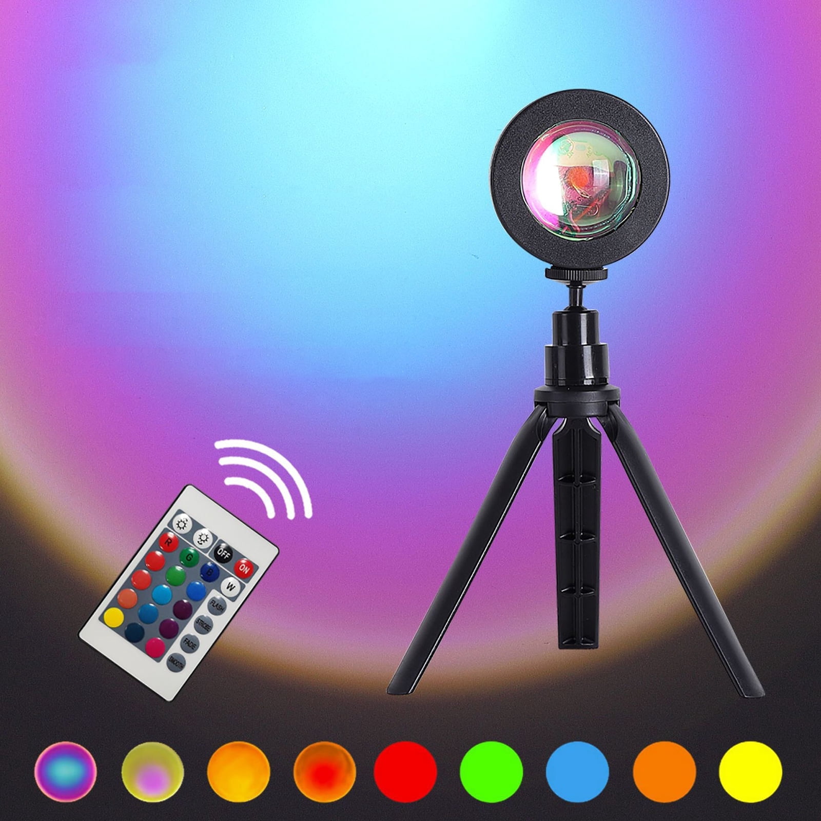 FAMKIT Sunset Lamp Projector, 16 Colors Sunset Lamp with Remote Control, 360 Degree Rotation LED Sunset Projection Lamp Fade Mode, for Photography/Party/Gift/Home Room Decor