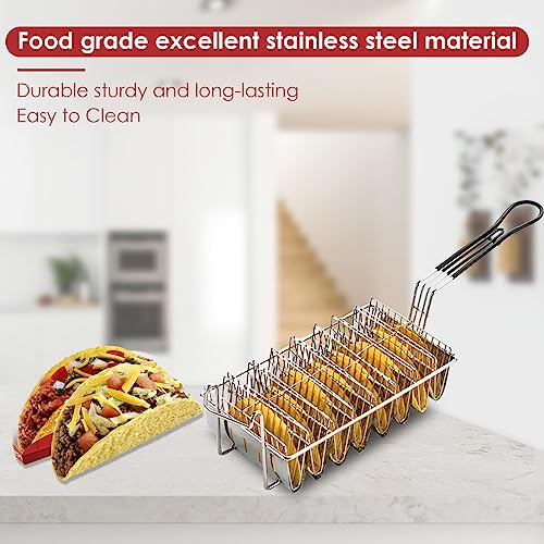FAMKIT Taco Fryer Basket 8 Shells, Detachable Handle Taco Shell Fry