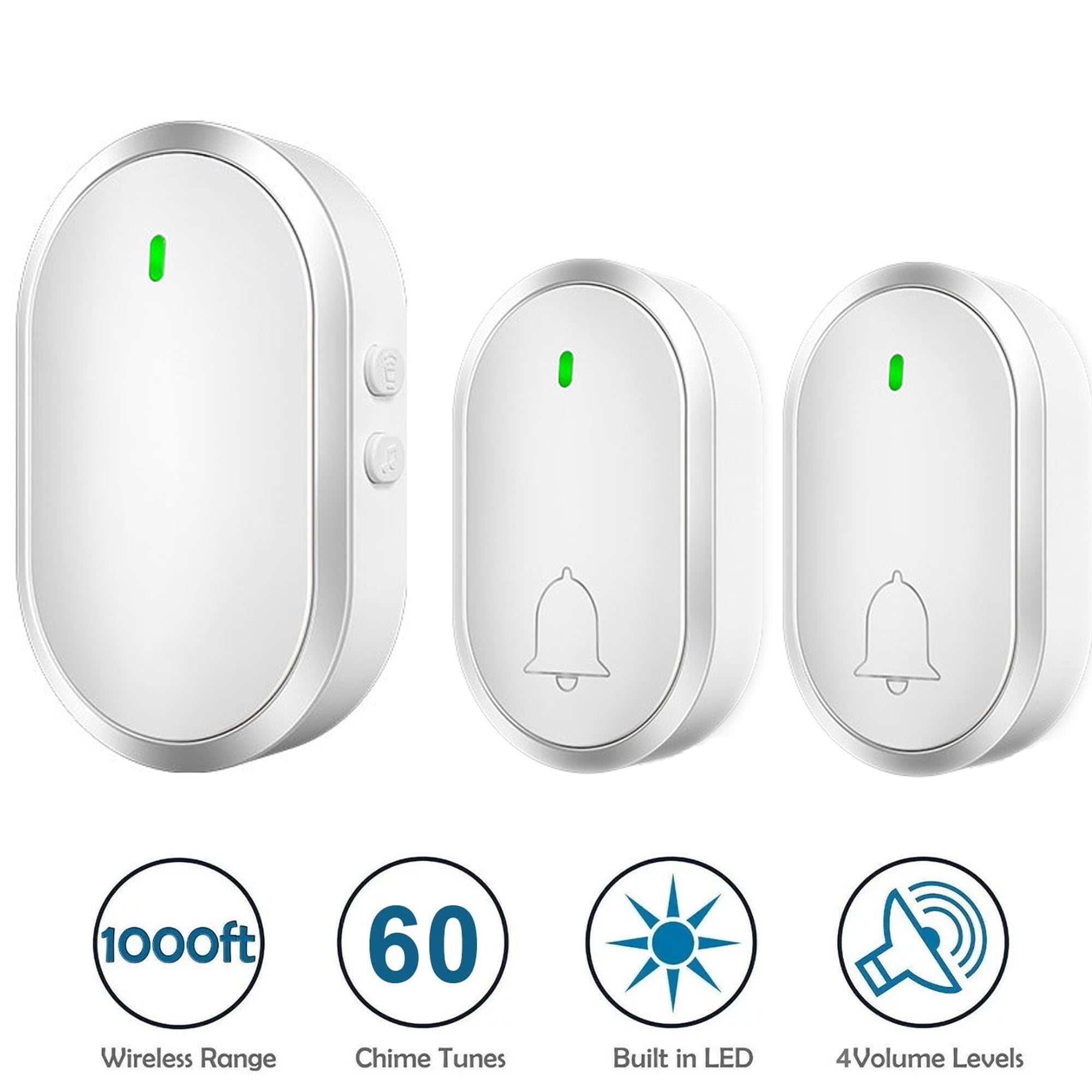 FAMKIT Wireless Doorbell, 1000FT Range Waterproof Door Bell with 60